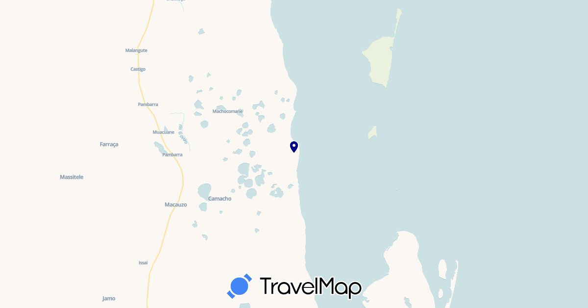 TravelMap itinerary: driving in Mozambique (Africa)